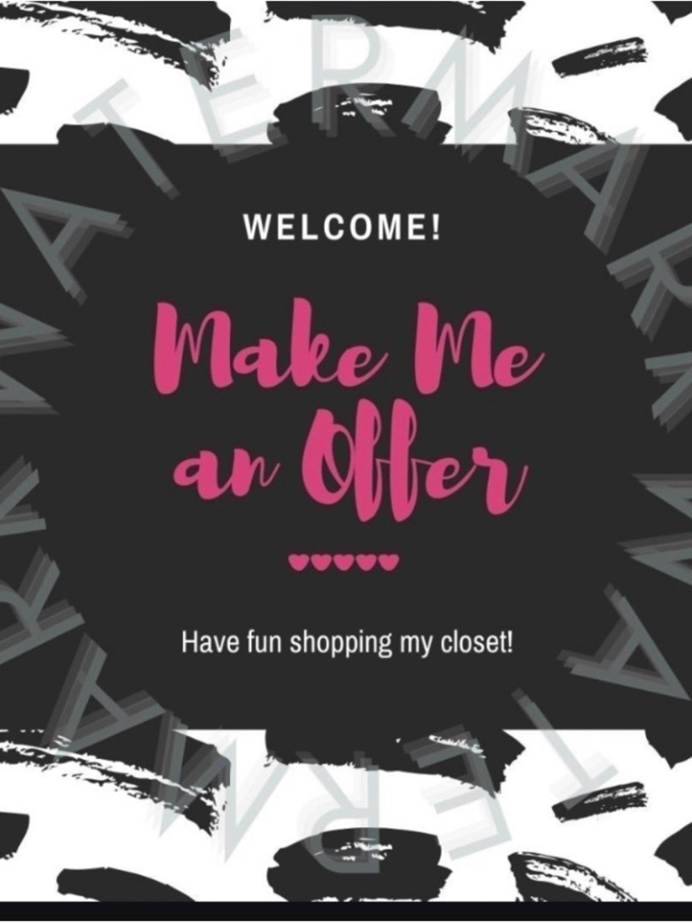 Make Me an Offer Pink & Black Graphic Sign